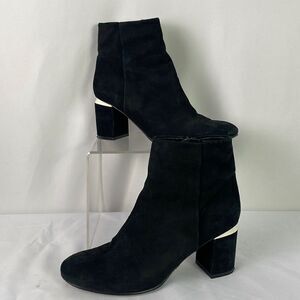 Tory Burch Black Suede With Cream Block Heels Boots